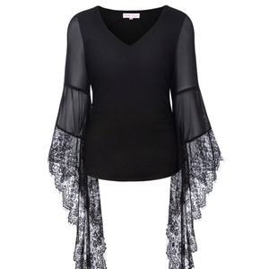 Belle Pogue Black Lace Top Size XL